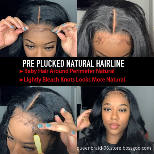 Body wave Lace Front Human Hair Wig Brazilian Virgin Human Hair 13X4 Lace Frontal Wig Pre Plucked With Baby Hair Natural Black